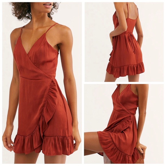 Free People Dresses & Skirts - Free People All My Love Wrap Shine Dress Rosewood